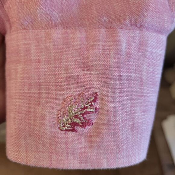 Peter Millar Men's Pink Linen Button Front Shirt Size Large - Picture 4 of 6